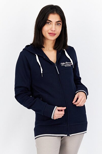 Alfa Romeo Women Sportswear Fit Long Sleeves Brand logo Racing Hoodie, Navy