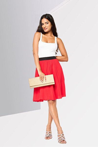 Karl Lagerfeld Women Pleated Mini Skirt, Red