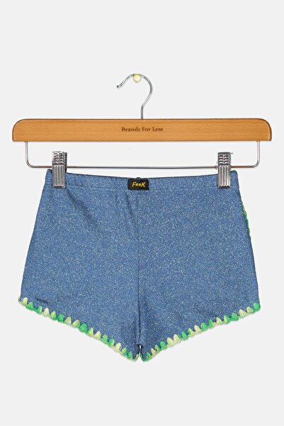 For The Black Kids Girls Textured Shorts, Blue