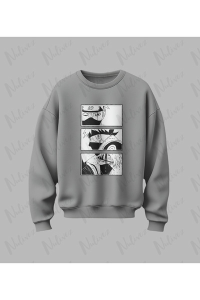 Nulivez Anime Kakashi Character Printed High Quality Unisex Oversized O Neck Sweatshirt