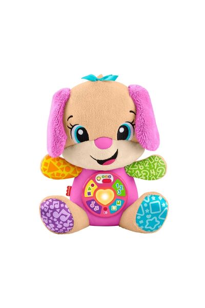 mattel Fisher interactive puppy with pink ears laughs and learns
