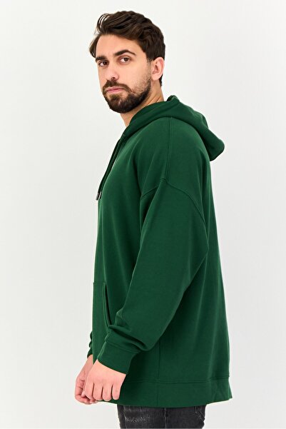 CELIO Men Solid Long Sleeves Hooded Sweatshirt, Green
