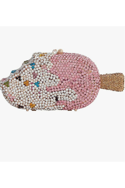 SAYU حقيبة كلاتش كريستالية على شكل مصاصة - محفظة آيس كريم وردية وزرقاء