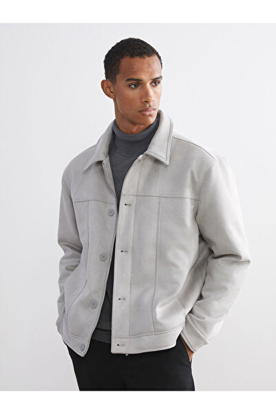 LC Waikiki Lcw Vision Beige Comfortable Fit Shirt Collar Suede Men's Coat