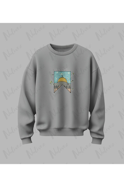 Nulivez Palestine Design Back Printed High Quality Unisex Oversized O Neck Sweatshirt