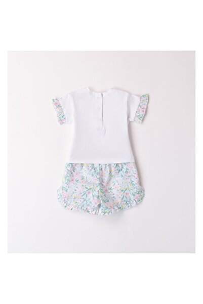 minibanda T-shirt and bermuda set with floral print for girls, Multicolor, 86-92 cm