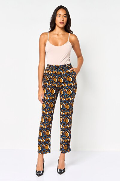 PROMOD Women Regular Fit Allover Print Straight Leg Pants, Multicolor