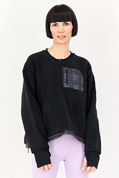 Giordano G-Motion Women Sportswear Fit Long Sleeve Outdoor Sweatshirt, Black