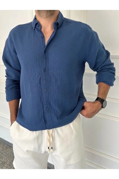 Beylerce Yıkamalı Müslin Kumaş Gömlek