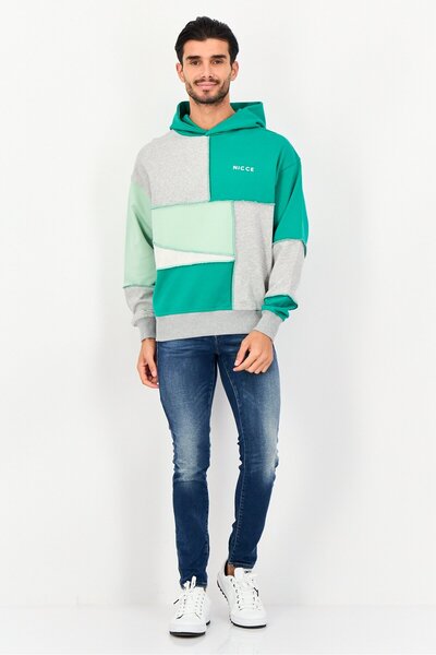 Nicce Men Embroidered Logo Long Sleeve Hooded Sweatshirts, Multicolor