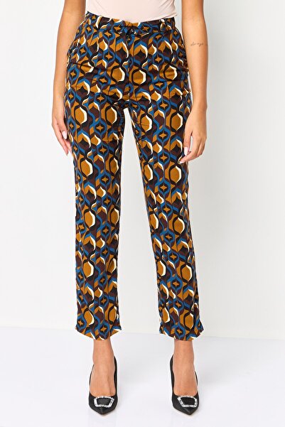 PROMOD Women Regular Fit Allover Print Straight Leg Pants, Multicolor