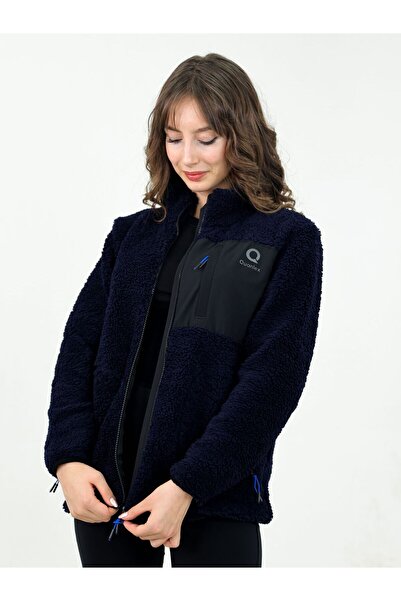 TKT Синя жіноча куртка з овечої вовни Welsoft Polar з повним застібкою-блискавкою, 3 кишенями, деталізованою передньою частиною, повний розмір