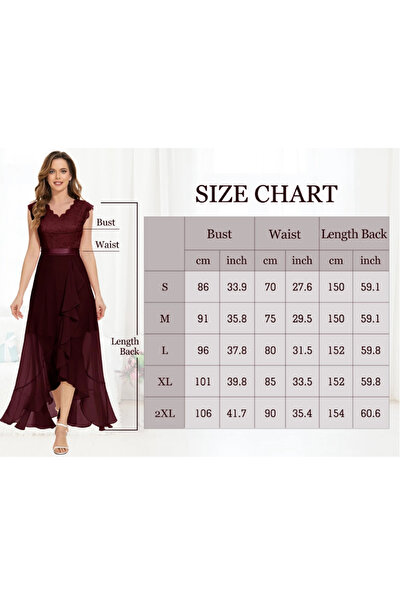 Dressystar Women's Elegant V-Neck Maxi Bridesmaid Dress - Burgundy, S