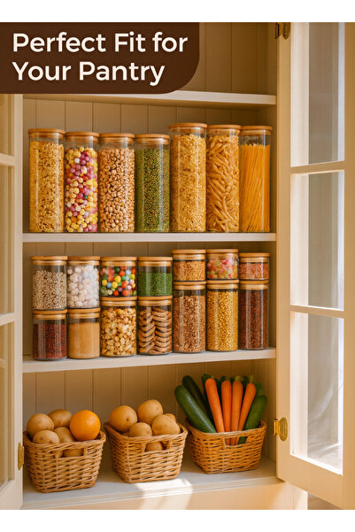 SUPPLIER Set of 2 Airtight 1.4L Borosilicate Glass Storage Jars with Bamboo Lids