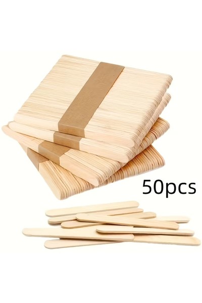 Dharst Set of 50 ice cream sticks, bamboo - 9 cm