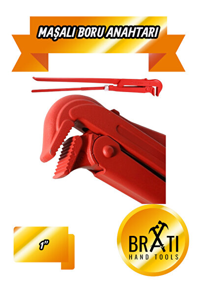BRATİ HAND TOOLS 1'' Pipe Wrench with Handle 1 Inch Pipe Wrench with Handle