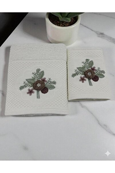 alinastore Embroidered 3D Anali Girl Cotton Towel (Cream-Brown)