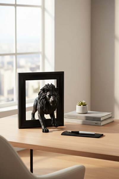 TASARLİX 3D Çerçeveden Çıkan Aslan Biblo – Masa Üstü Premium Dekor