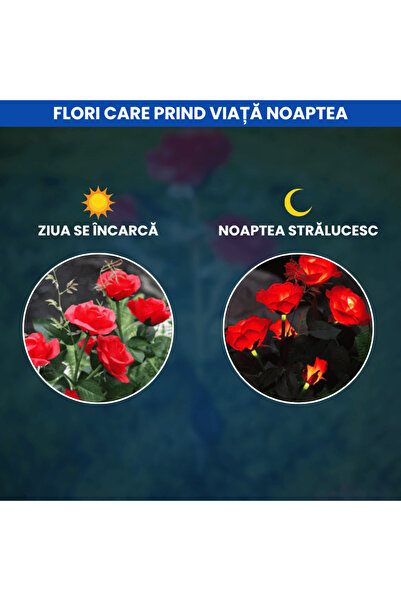 OferteTop Solar LED Lamp with Decorative Red Roses for Garden (1 PIECE)