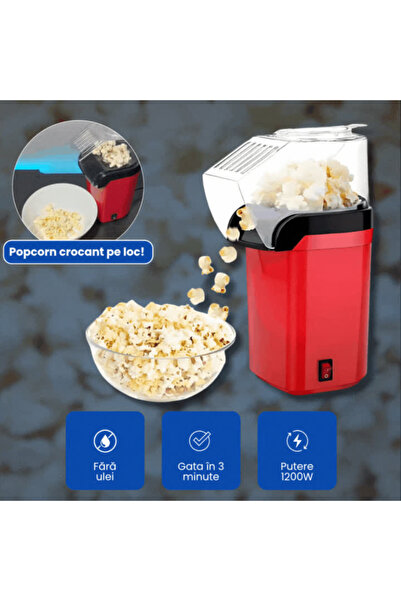 OferteTop Hot Air Popcorn Maker, Oil-Free, 1200W Power