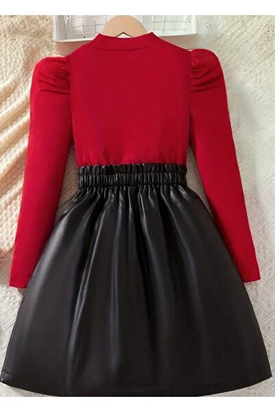 shop Set combinat din 2 piese pentru fete, fustă din imitație de piele