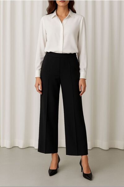 DEMOİSELLE Women's Stretch Fabric Steel Interlock Fabric Pants