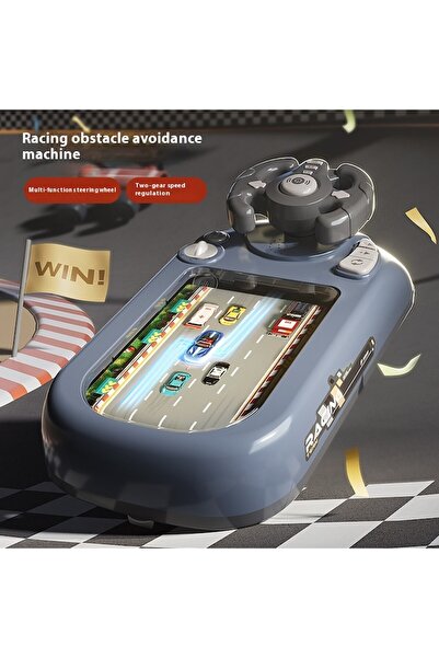 zyteq Interactive console with steering wheel for children, educational game with races and obstacles, blue-gray