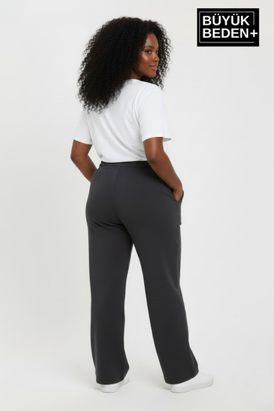 Superlife Women's Plus Size Relaxed Fit Elastic Waist Ribbed Jogger Pants Spr26Eak952