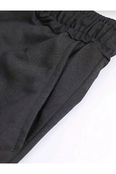 Elvino Balance Printed Oversized Winter 3 Thread Black K Hooded Sweatshirt and Sweatpants Set