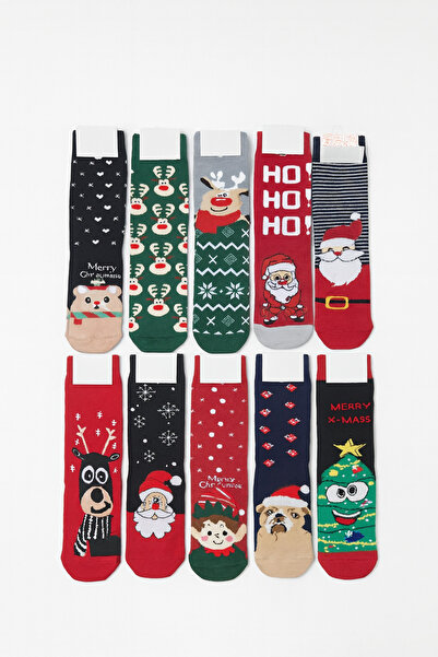 ALASEREN Christmas Socks Gift Box of 10 – New Year Themed Colorful Patterned Unisex Socks ☃️ ❄️ 🎁