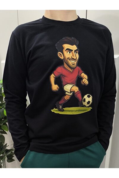 Pidal Giyim Futbolcu Karikatürü Baskılı Pamuklu Uzun Kollu Erkek Çocuk T-Shir...