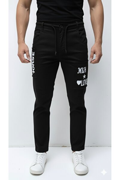 STITCH by MH Men's Slim-Fit Chinos with Graphic Patch Details