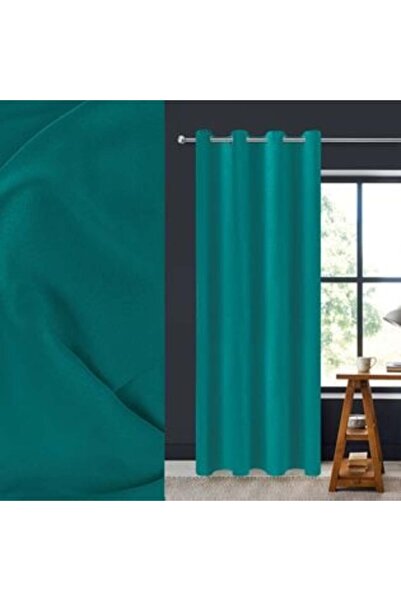 BAMI NETWORK Decorative Curtain Petrol with Rings 140x260cm