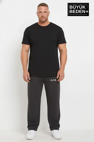 Superlife Men's Plus Size Relaxed Fit Leg Opening Ar Printed Elastic Waist Sweatpants Spr26Ea952-1