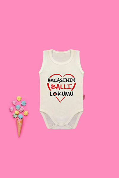 Babix Unisex Baby Cream Uncle's Angel of Love Written Bodysuit with Snap Fasteners