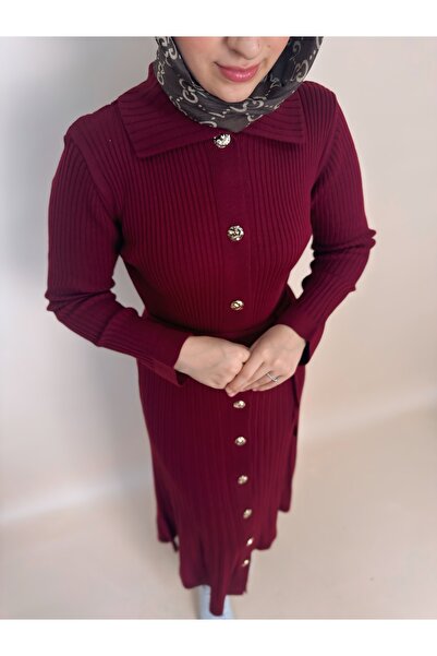 luazul Viyana Triko Fitilli Elbise