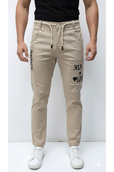 STITCH by MH Men's Slim-Fit Chinos with Graphic Patch Details