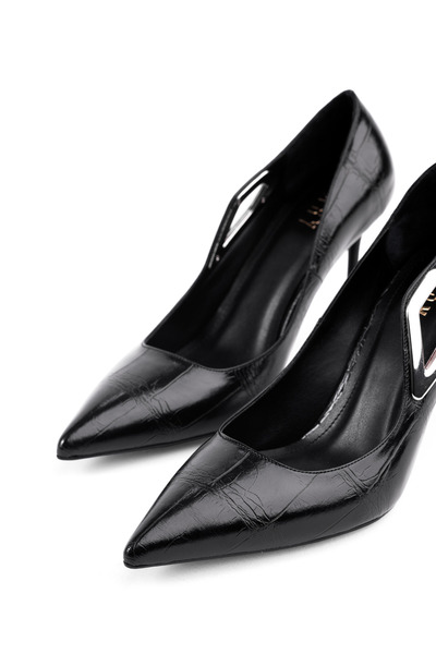 MARY Georgina Yan Metal Geometric Accessory Detail, Pointed Toe and Thin Heel Shoes