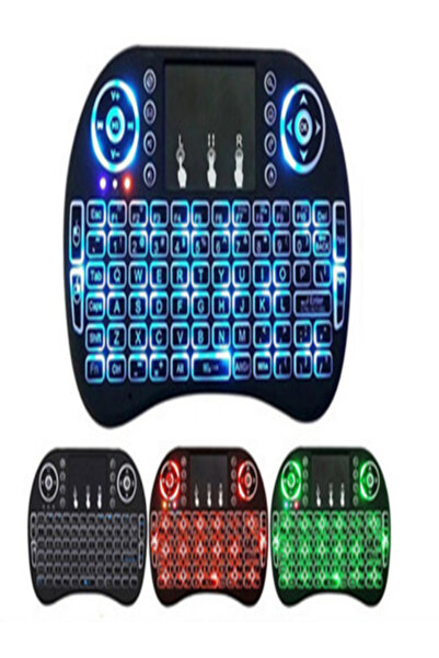 OEM Mini wireless keyboard 2.4 GHz, RGB 7 colors, touchpad, rechargeable, Smart TV compatible – Black