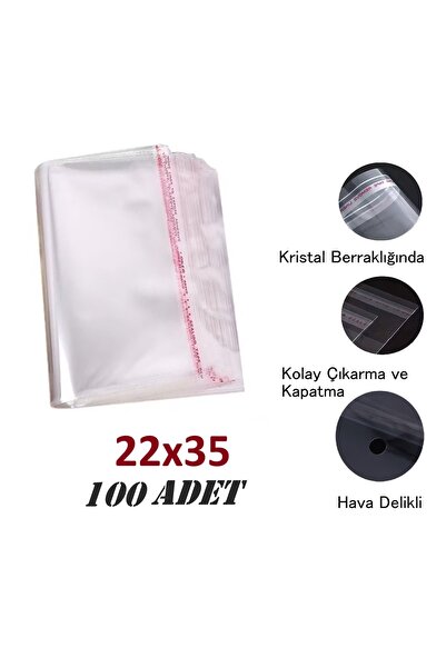 JokeyAmbalaj 22x30+5 Berrak O.p.p. Toz Tutmayan Yapışkan Bantlı Saklama Poşet...