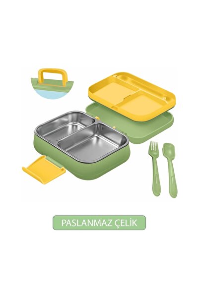 VENON Dinosaur Green 🦕   Steel Lunch Box 1030 ml Lunch Box 2 Compartments Stainless Steel