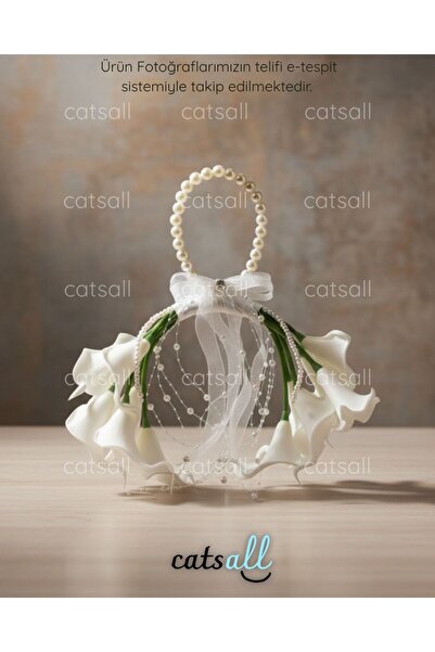 catsall El Yapımı İnci Saplı Gala Lilyum Gelin Buketi 🤍 | Nikah Aksesuarı | ...