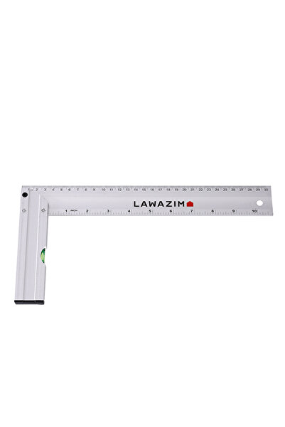 Lawazim Aluminium L Shape Angle Ruler 30cm with Level