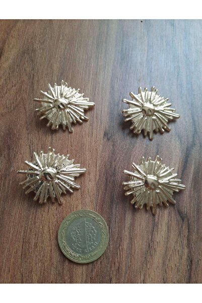 İMREN AKSESUAR زر معدني مطلي بالذهب 3.5 سم، عبوة واحدة تحتوي على 4 قطع