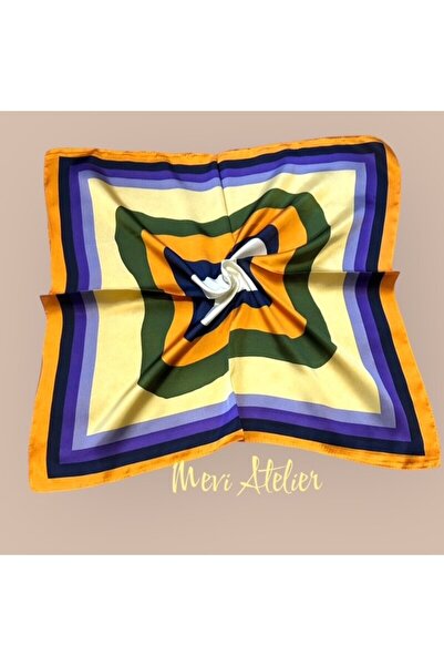 Mevi Atelier وشاح منقوش ملون 70 × 70