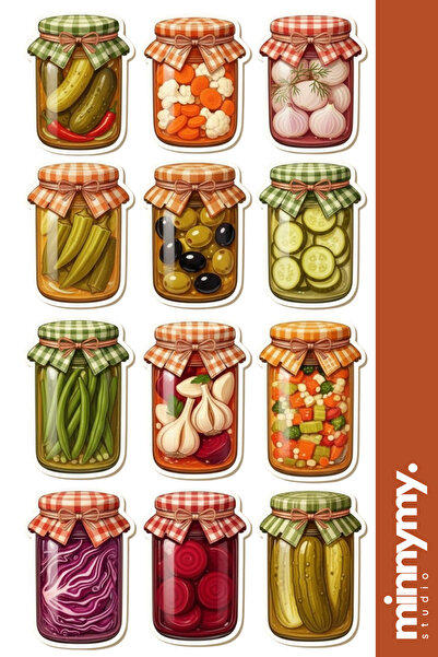 Minnymy Jar Collection Vintage Sticker, Çıkartma, Ajanda, Günlük, Planlayıcı,...