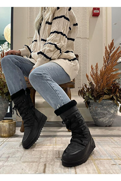 apelles Παπούτσια Angelo Μαύρες μπότες από γούνα