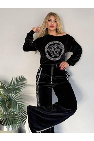 Kokoşum Butik 9319 Stone Velvet Set Silver