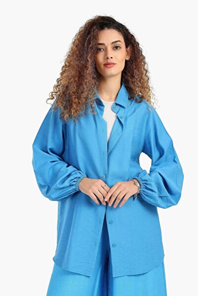 CARINA قميص كتان بأكمام طويلةو بسوار مطاطي