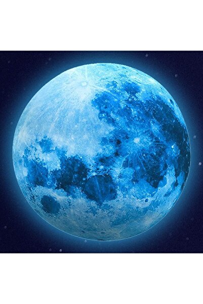 WANGCL 11.8 Inch Glow Moon Wall Sticker Luminous Ceiling Art - Blue